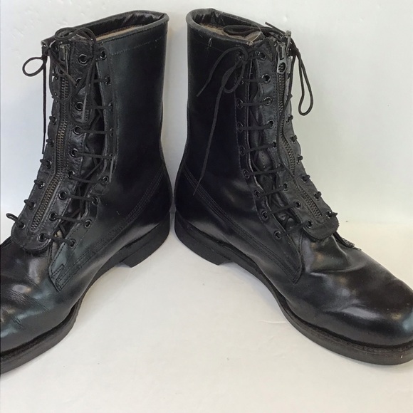 ADDISON SHOE COMPANY Men\'s VINTAGE 1975 Black Leather Combat Boots 9.5 EE main image 6